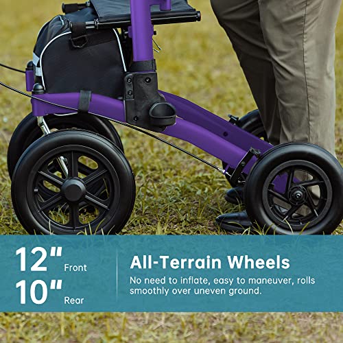 Compact Folding Upright Rollator Walker with 12" Front Wheels R896