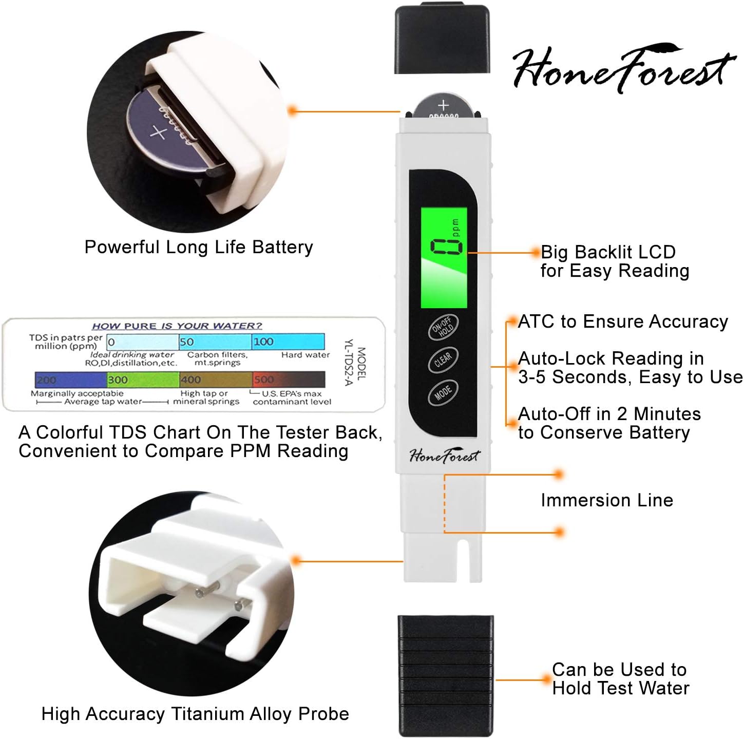 TDS Meter EC Meter Temperature Meter 3 in 1 0-9990ppm E4336