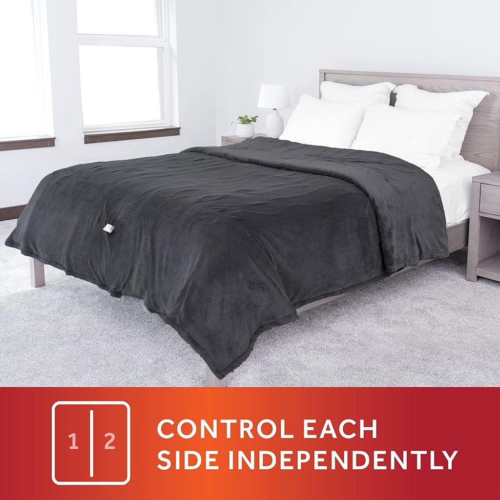 King Slate Grey Electric Heated Blanket with Dual Zone R2087