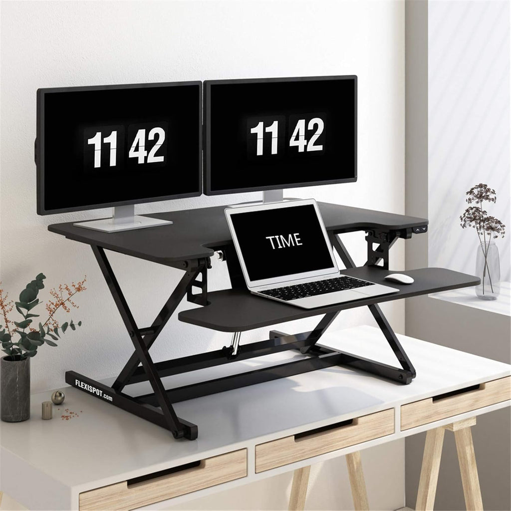 35" Wide Electric Standing Desk Converter with Keyboard Tray Y84616