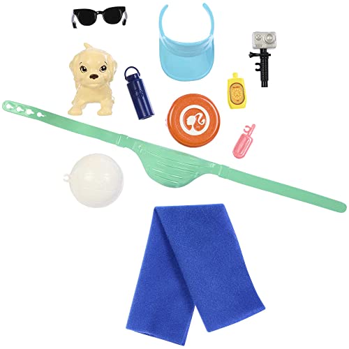 Poseable Blonde Ken Beach Doll with Surfboard and Pet Puppy Z5625