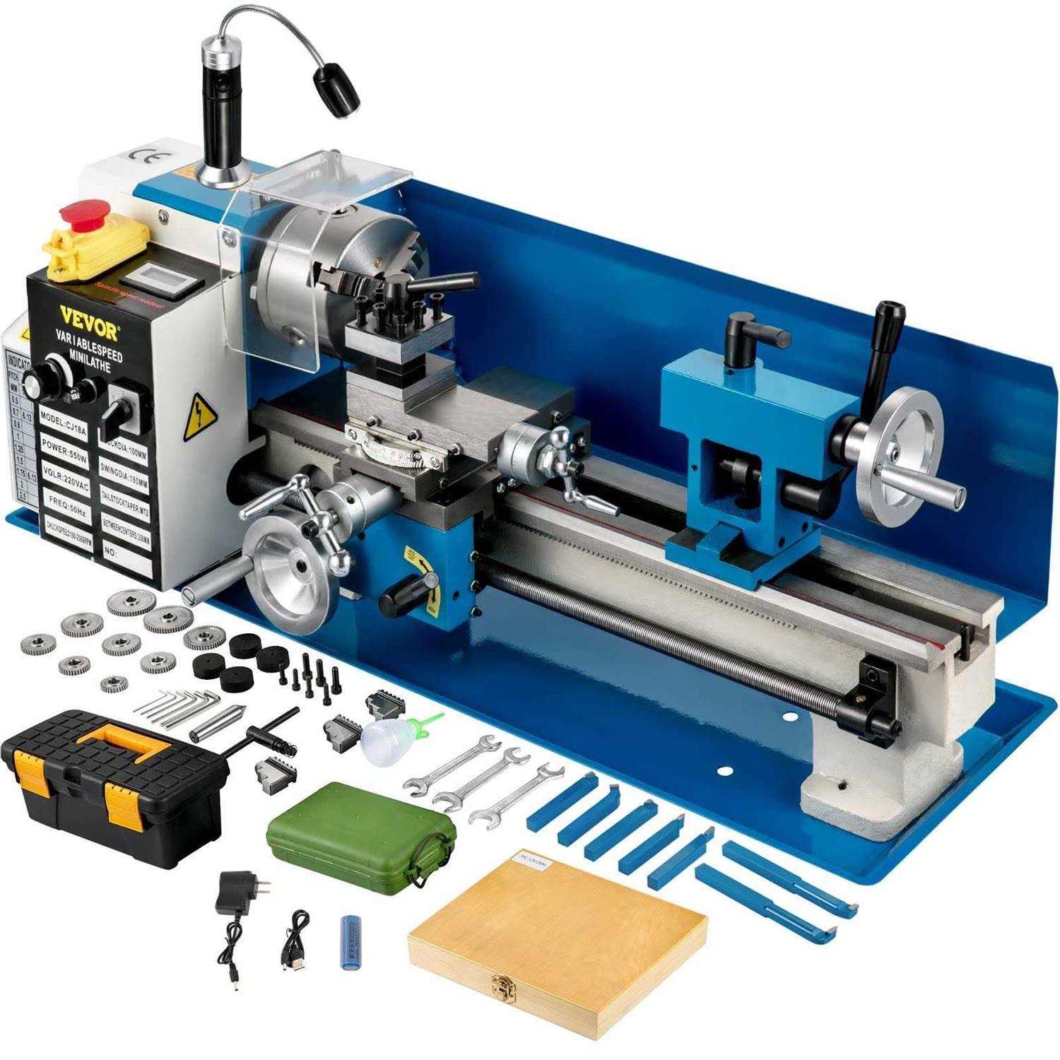 Mini Metal Lathe 7x14 Benchtop 550W Variable Speed Metal Lathe R2800