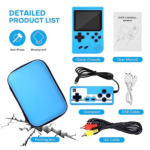Handheld Retro Video Game Console with 3.0 Inch Screen (Blue-800 Games) R8294