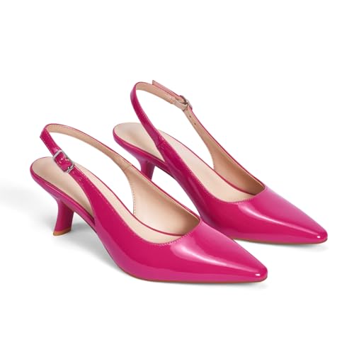 Women's Pumps 2.4 Inch Slingback Kitten Heels Closed Pointed Toe Low Heels Shoes J23309