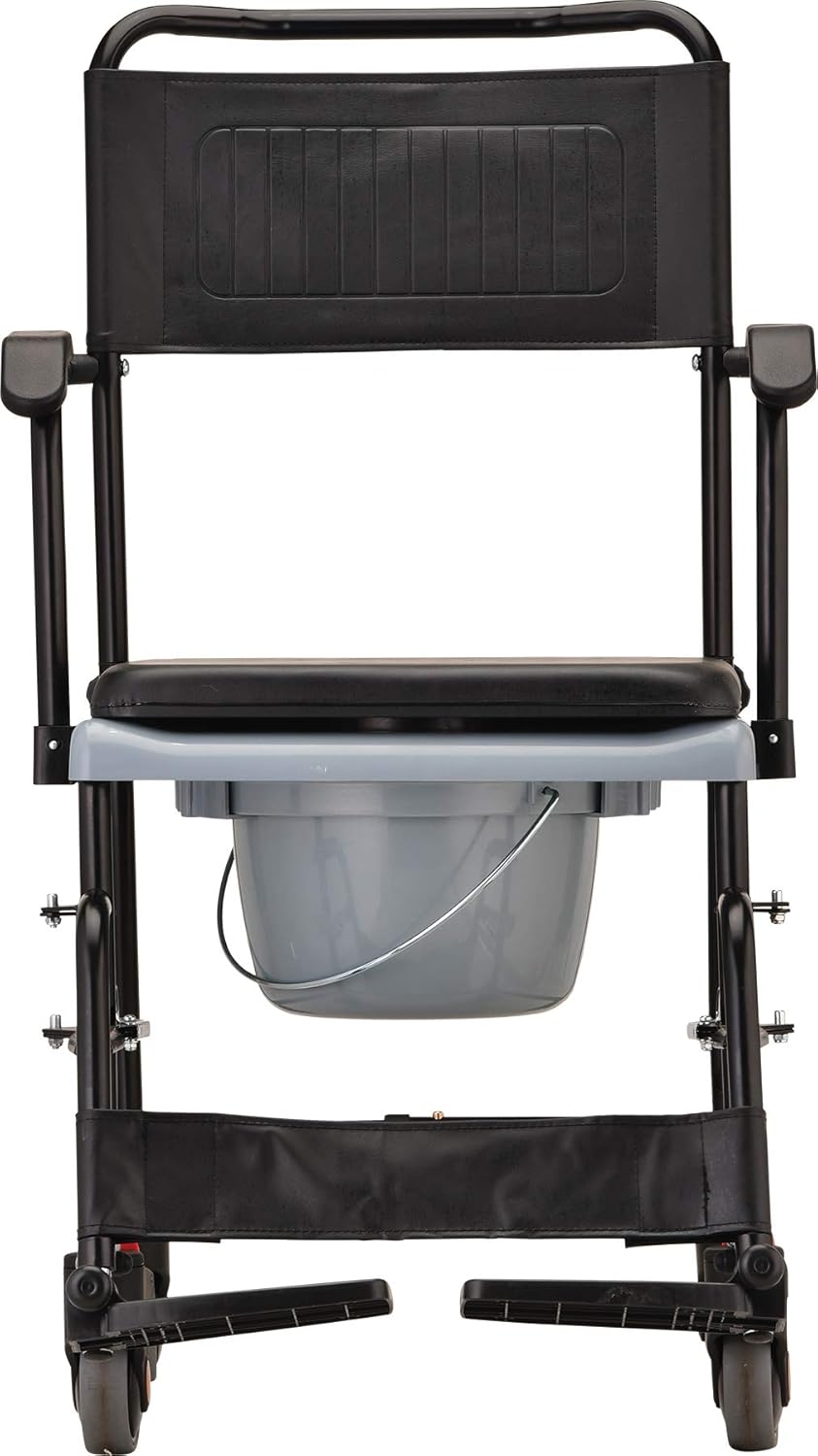 Hammertone Transport Chair Commode with Locking Wheels and Removable Padded Seat T184