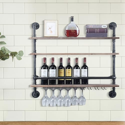 White Rhombus Wall Mounted Wood Wine Rack D291665