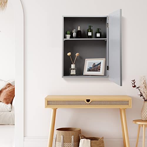 Grey Wall Mounted Mirror Medicine Cabinet with Adjustable Shelf G9245