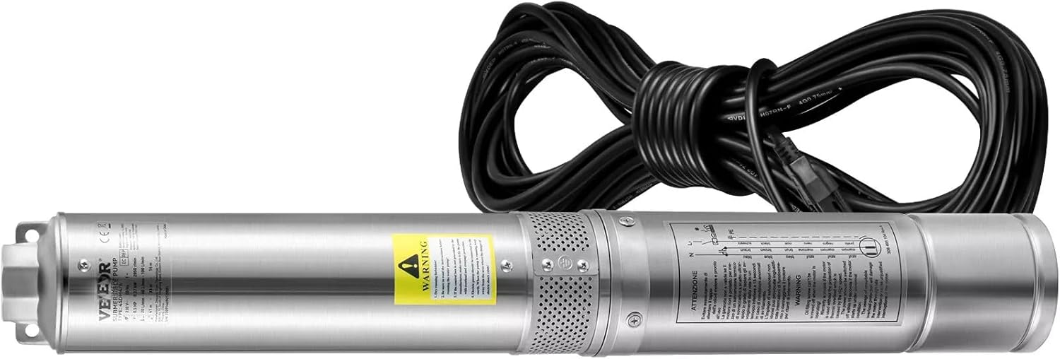 1/2HP 4" Deep Well Submersible Pump 28GPM 167ft Stainless Steel 115V S362