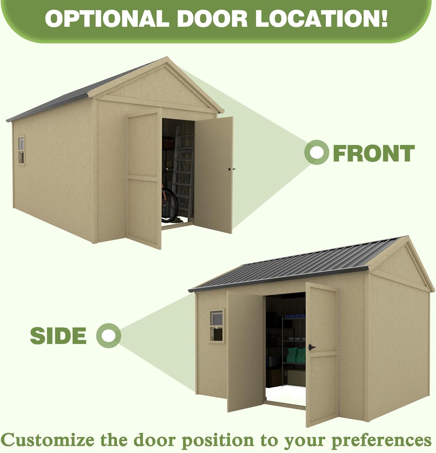 12 ft x 9 ft Outdoor Wood Shed with Metal Roof G1847