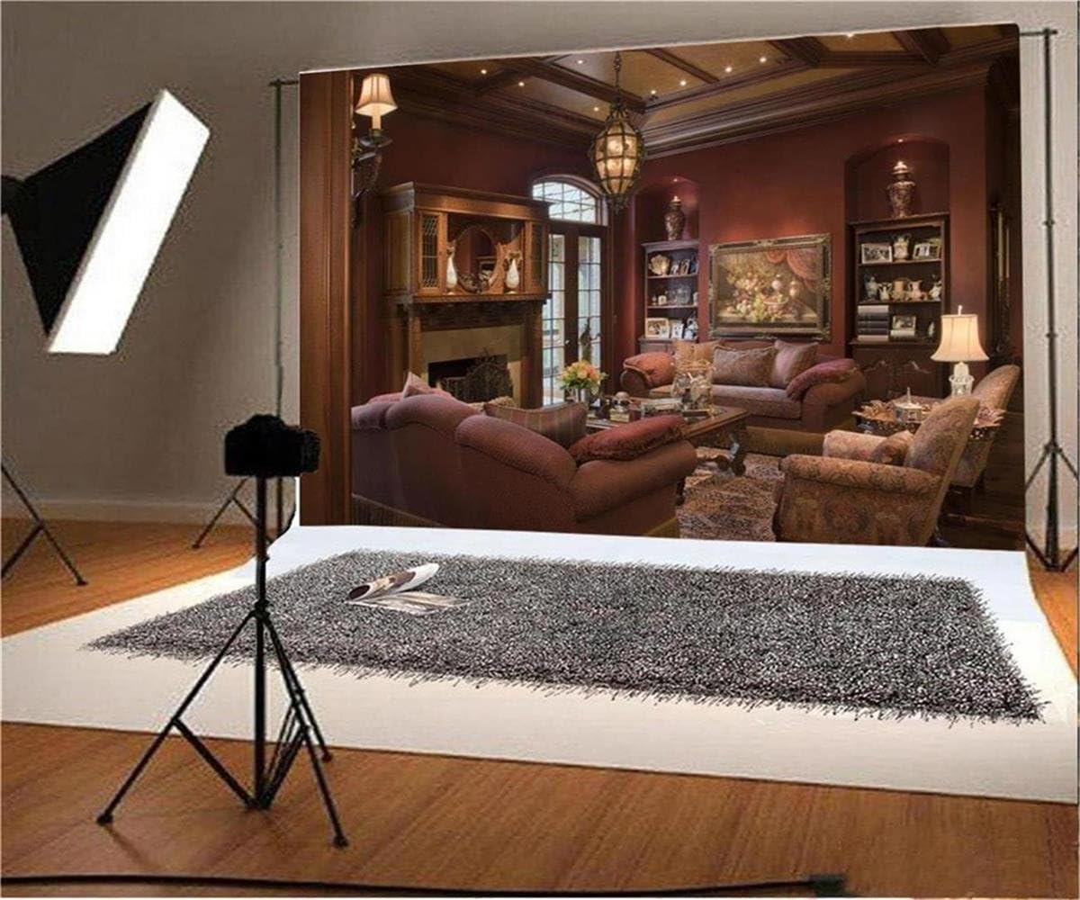 12x8ft Luxury Couch Sofa Photography Backdrop Vintage Fireplace Classic Interior T433