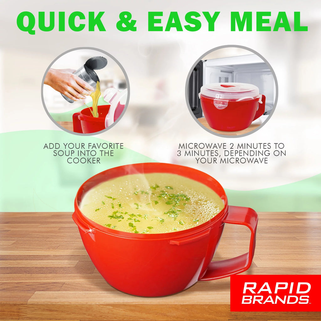 Red Microwaveable BPA-Free Soup Bowl I55566