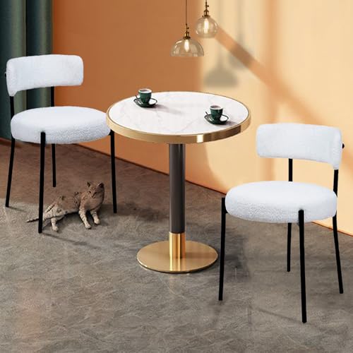 White Boucle Dining Chair Set of 1 with Metal Legs S7888