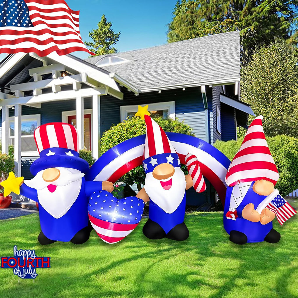 7 FT Inflatable 3 Gnomes with Archway Decorations R3385