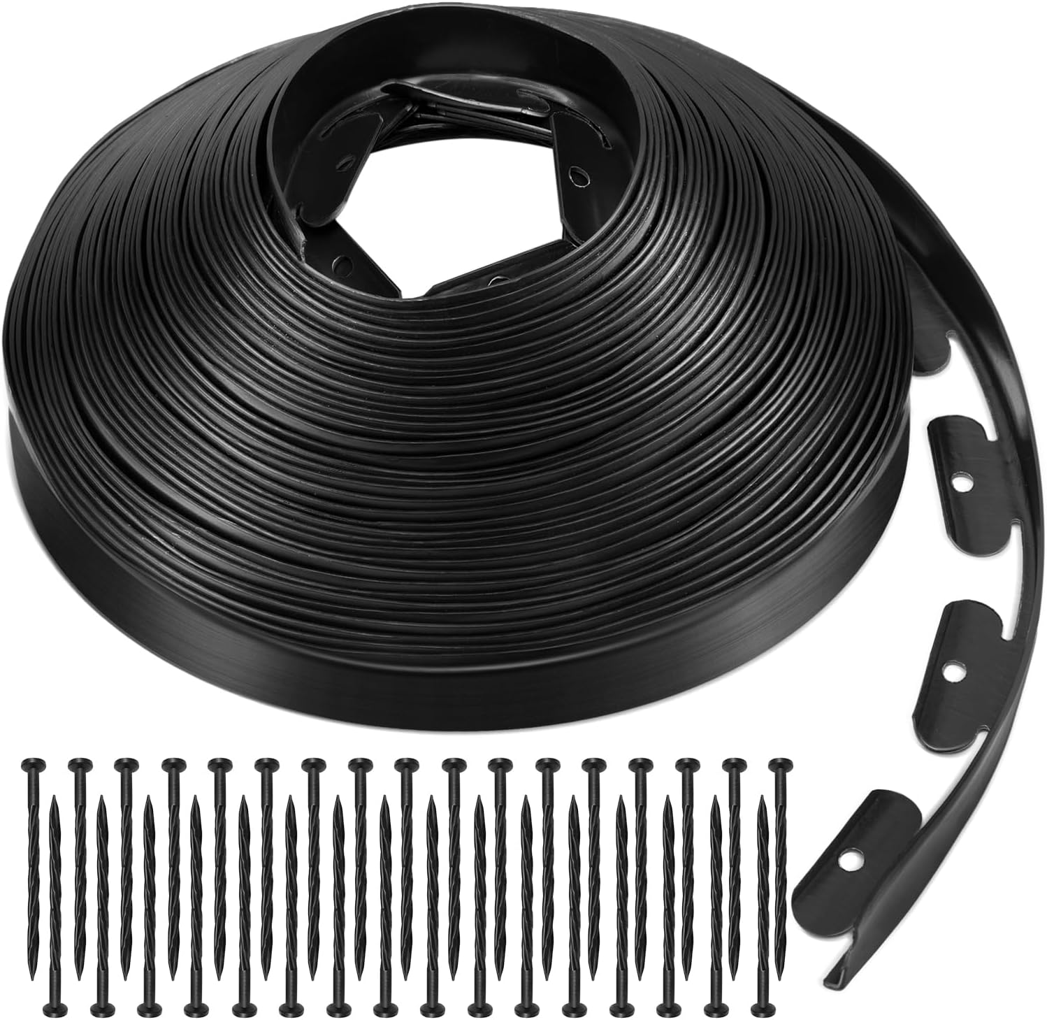 Black 100FT Landscape Edging Kit with 32 Anchoring Stakes S93720