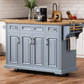Green Large Kitchen Island with 2 Drop Leaf, 3 Drawers, 55.7" D8910
