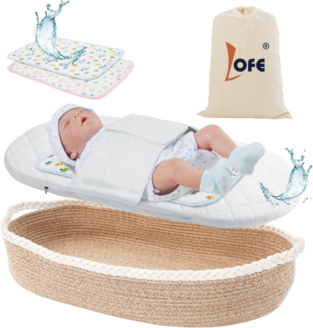 Baby Changing Basket with Waterproof 2 Diaper Pads and Removable Cover A9418