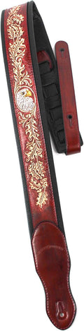 Mahogany Brown Full Grain Leather Guitar Strap F9828
