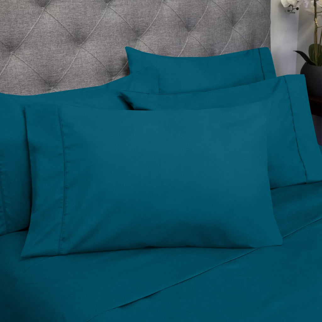 6-Piece Double Brushed Microfiber Sheet Set - Queen, Teal J809910