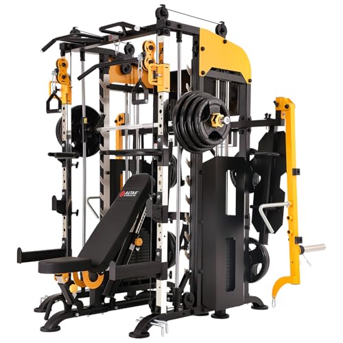 Smith Machine with Lever Arms Pulley Ratio 2:1 Squat Rack Pull Up Bar A4682