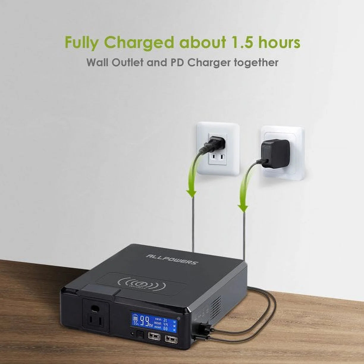 200W 154Wh Portable Power Station with 100W Foldable Solar Panel I1300