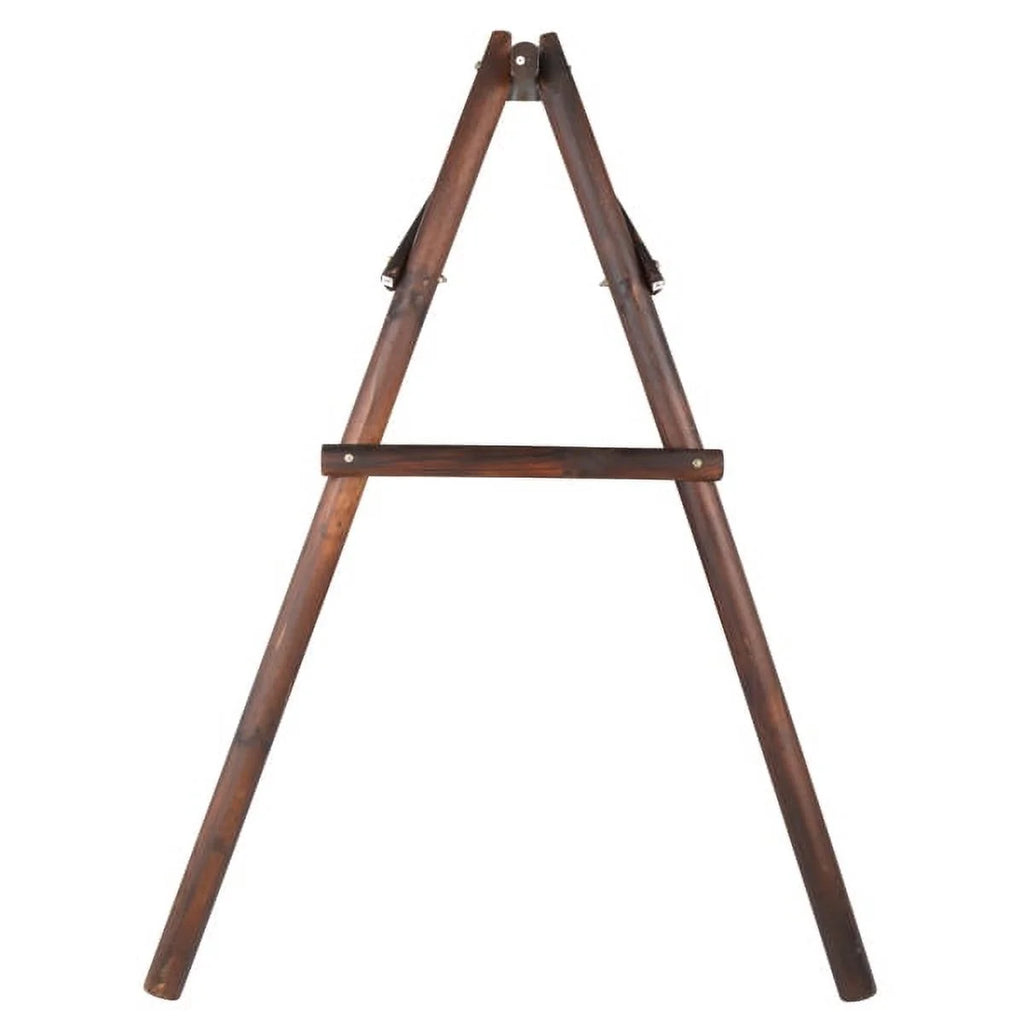 6.5ft Hardwood Patio Swing with Stand, Carbonized H2379