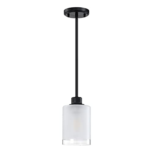 3 Pack 1-Light Industrial Farmhouse Pendant Ceiling Light Frosted Glass Black Finish A67035