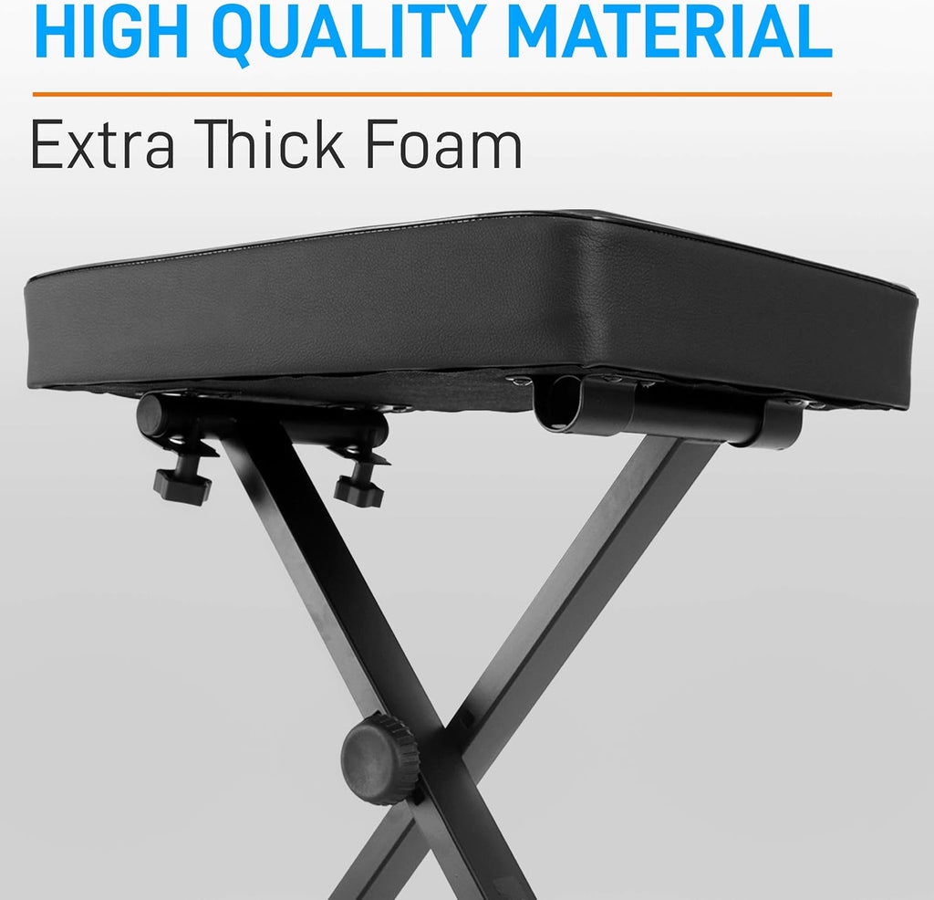 Adjustable Padded Bench Keyboard Piano Seat with Extra Thick Foam Cushion Z3754