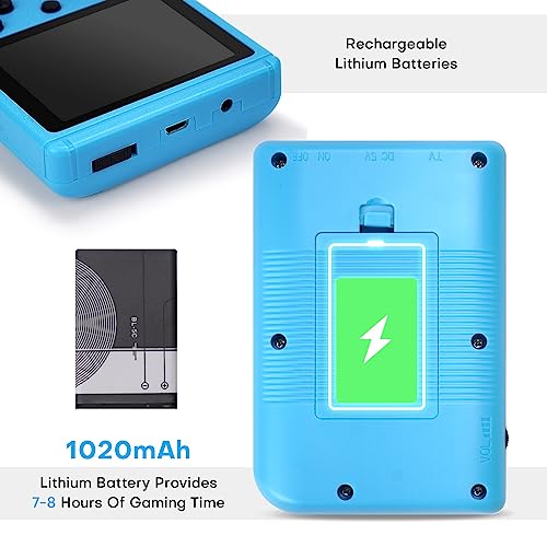 Handheld Retro Video Game Console with 3.0 Inch Screen (Blue-800 Games) R8294