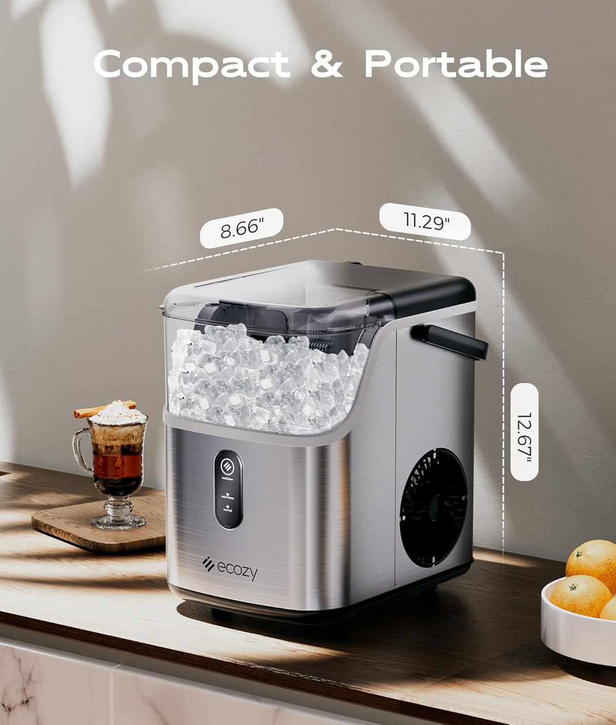 Stainless Steel Nugget Ice Maker, 33 lbs/24H P785