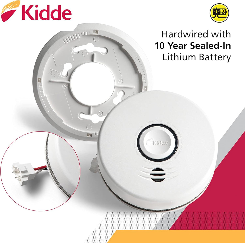 Wireless Hardwired Smoke Detector with 10-Year Battery Backup and Photoelectric Sensor V533747