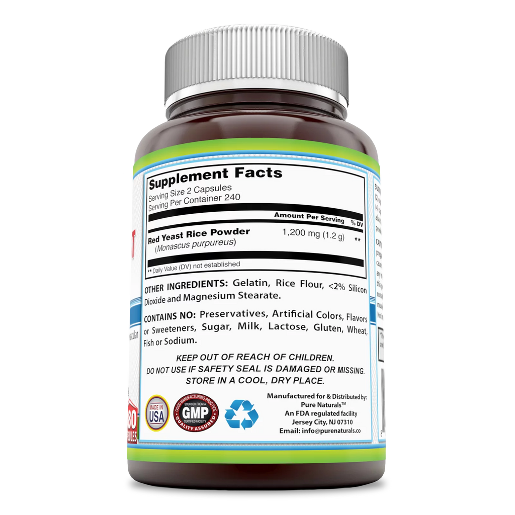 1200 mg Red Yeast Rice Powder Dietary Supplement, 480 Capsules I782