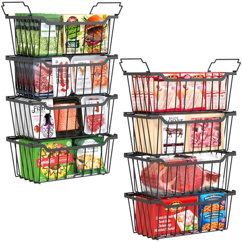 Black 4 Pack Stackable Freezer Organizer Bins P213
