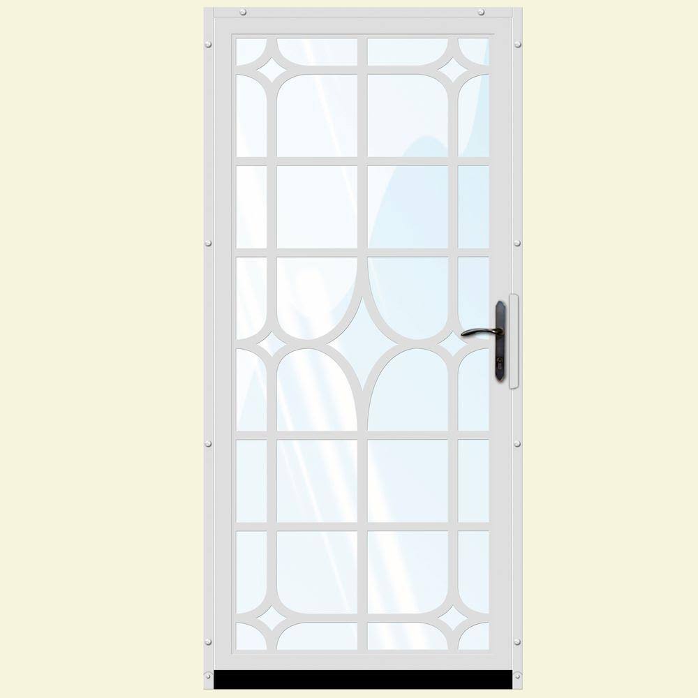 36 in. x 80 in. White Steel Security Door with Shatter-Resistant Glass P10654