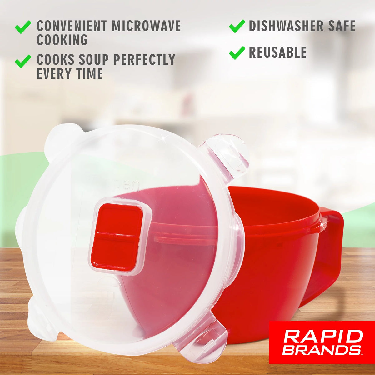 Red Microwaveable BPA-Free Soup Bowl I55566
