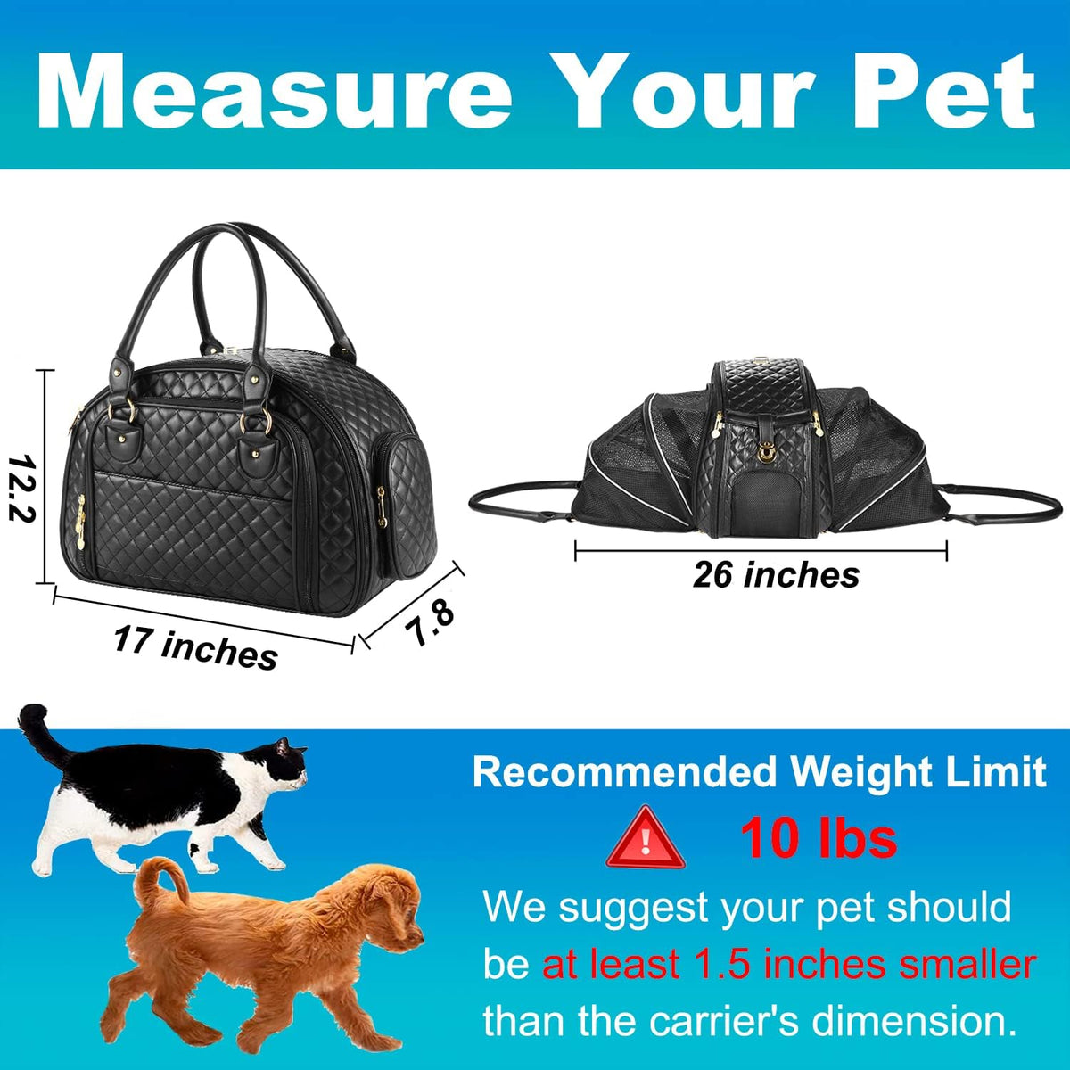 Black PU Leather Small Dog Carrier K2697