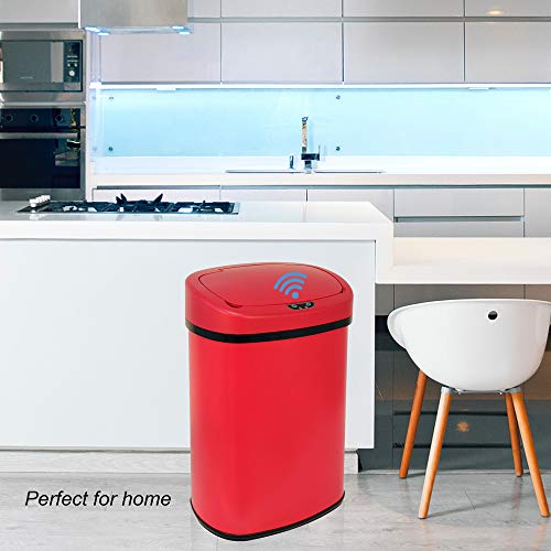 13 Gallon Stainless Steel Automatic Sensor Trash Can with Lid, Black D49565
