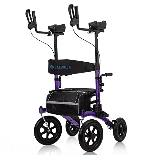 Compact Folding Upright Rollator Walker with 12" Front Wheels R896