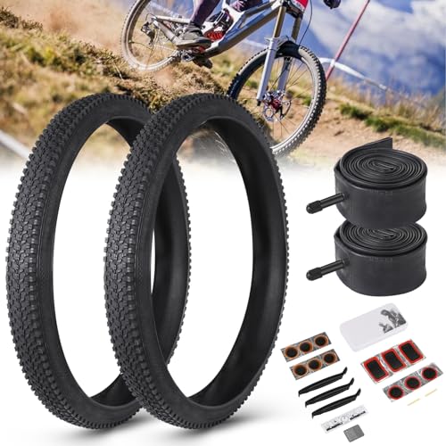 24/26x1.95 Inch Folding Bicycle Tire with Bike Tubes and Tire Levers (2 Packs) T91463