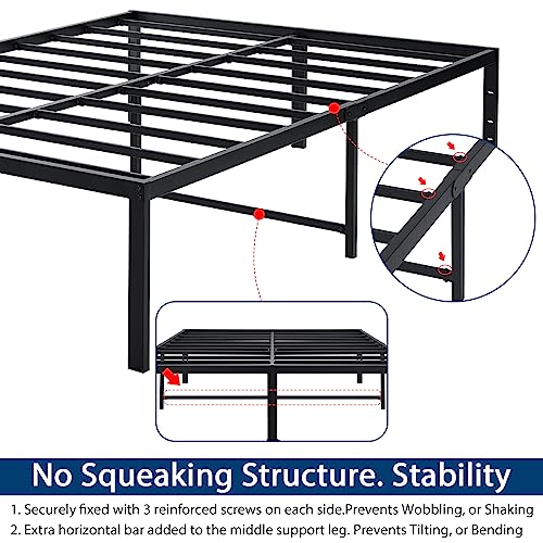 Black 18 Inch Tall Cal King Metal Platform Bed Frame M60372