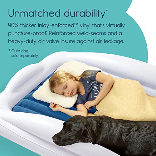Navy Blue Inflatable Toddler Travel Bed with Safety Bumpers X71765