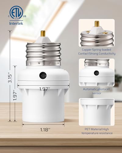 2 Pack E26/E27 Light Sensor Socket Adapter E29168
