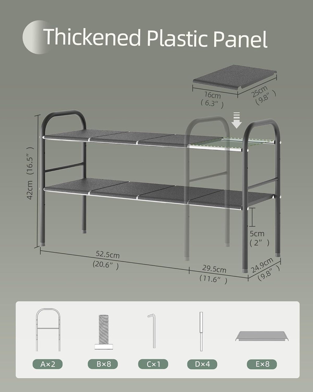 2 Tier Expandable Under Sink Organizer Shelf with 8 Removable Panels U886208