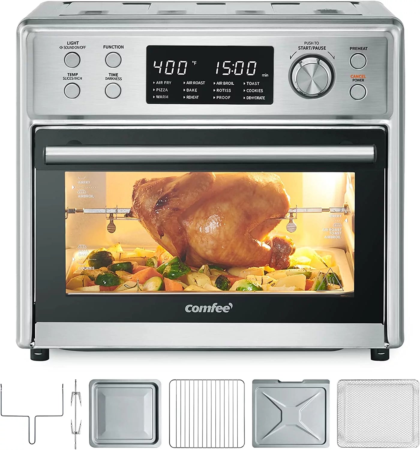 12-in-1 Air Fryer Toaster Oven Combo, 26.4 QT, Stainless Steel K6679
