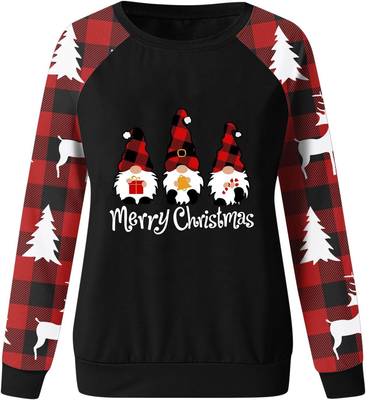 Black Plus Size Crewneck Christmas Sweatshirt P7236