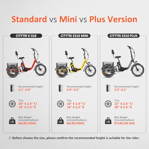 Folding Electric Tricycle, 750W, 48V 20Ah, 3 Wheel, Step Through, Parking Brake, Rear Motor & Differential K369