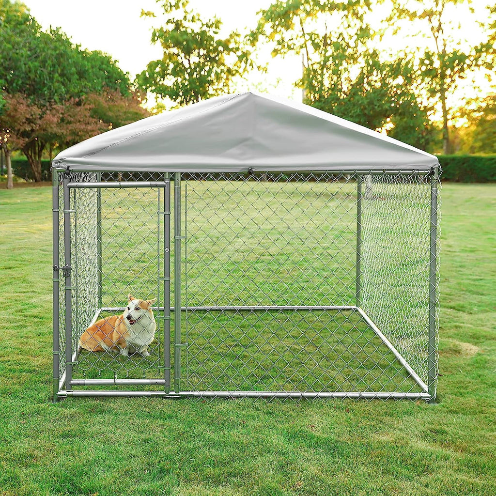 Large Outdoor Dog Kennel with Galvanized Chain Link R41574
