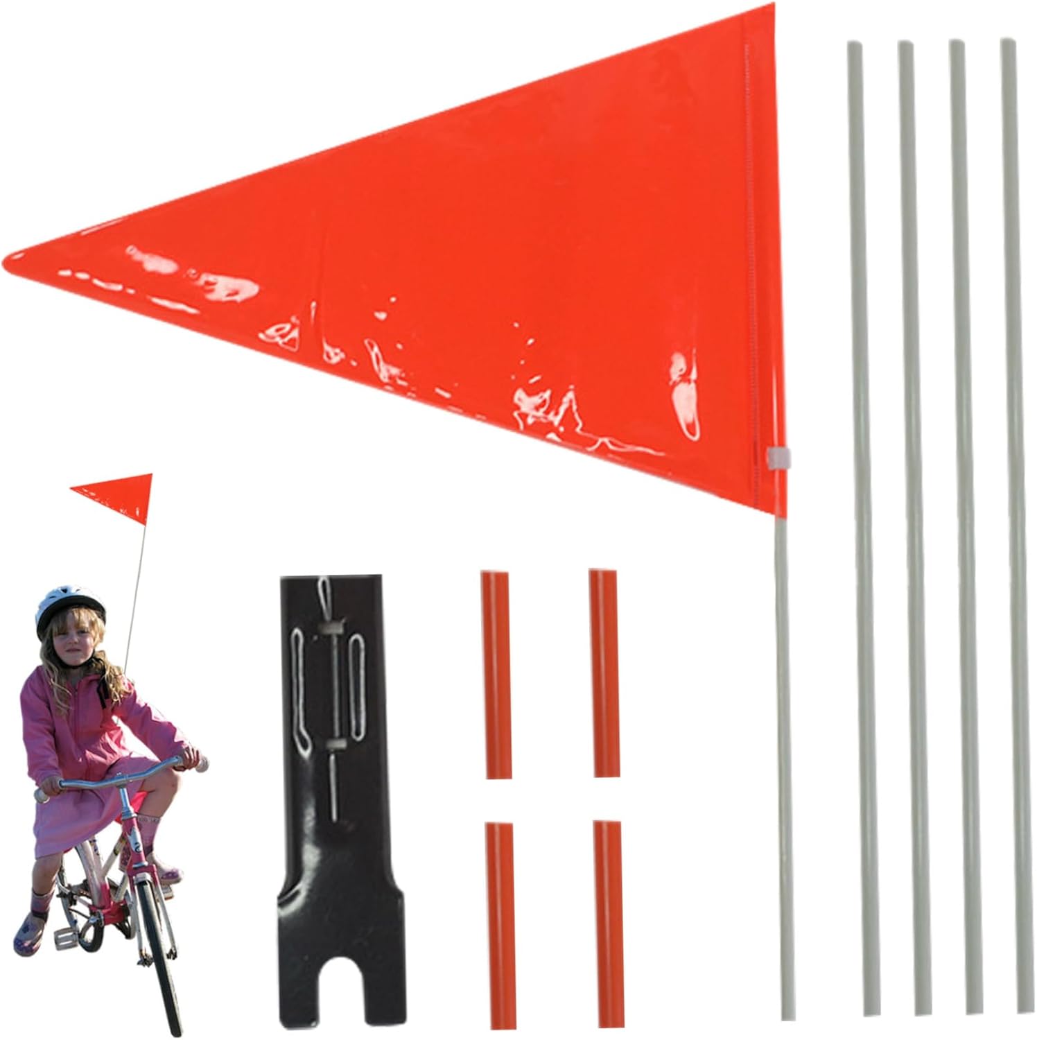 Reflective Adjustable Height Bicycle Safety Flag with Mounting Bracket K688020