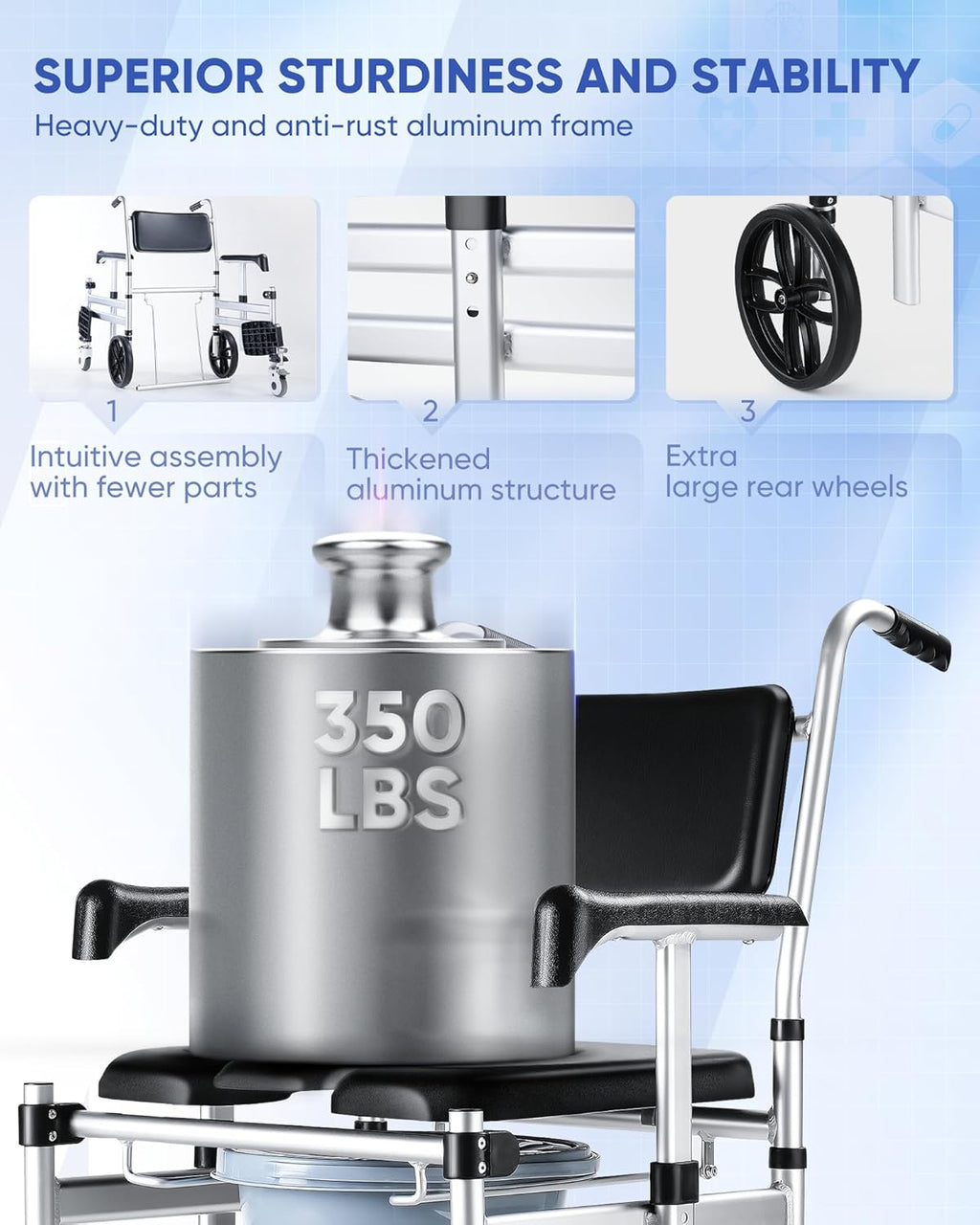 Foldable Aluminum Shower Chair with Wheels C964849