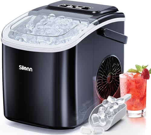 Black Self-Cleaning Ice Machine, 26Lbs/24H, 2 Sizes of Bullet Ice H207