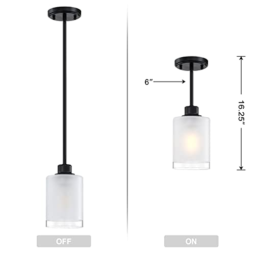 3 Pack 1-Light Industrial Farmhouse Pendant Ceiling Light Frosted Glass Black Finish A67035